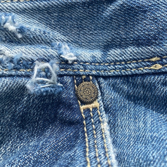 Tahari blue bleached distressed destroyed wide leg flare jeans 8 ONE OF A KIND - Picture 9 of 14